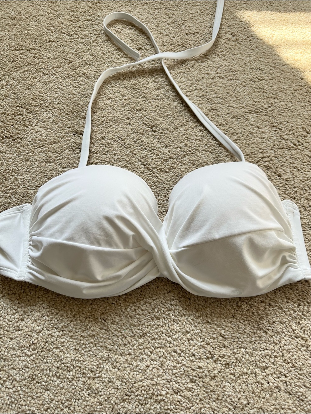 White Ruched Halter Bikini Top - Women Intimates